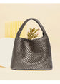 Luxury PU Leather Knitted Tote And Purse Handbag